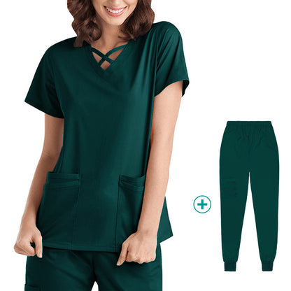 Stretchy, Quick-drying Medical and Nursing Scrubs Set Work Uniform