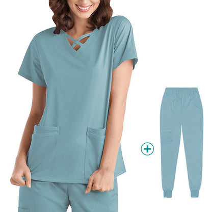 Stretchy, Quick-drying Medical and Nursing Scrubs Set Work Uniform