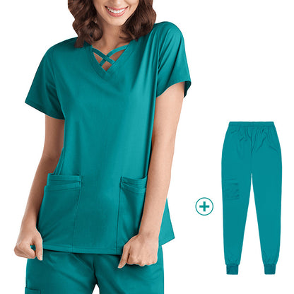 Stretchy, Quick-drying Medical and Nursing Scrubs Set Work Uniform