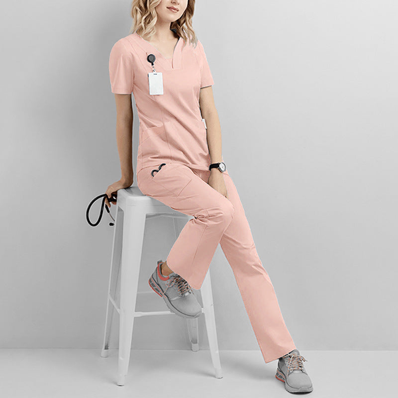 Polyester Women Scrubs Set Shirt+Pant