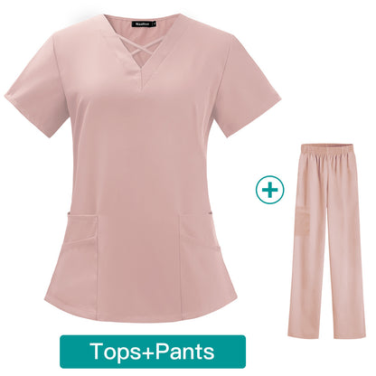 Polyester Women Scrubs Set Shirt+Pant