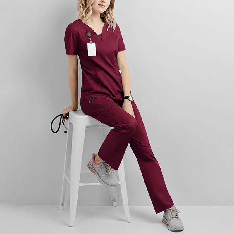 Polyester Women Scrubs Set Shirt+Pant