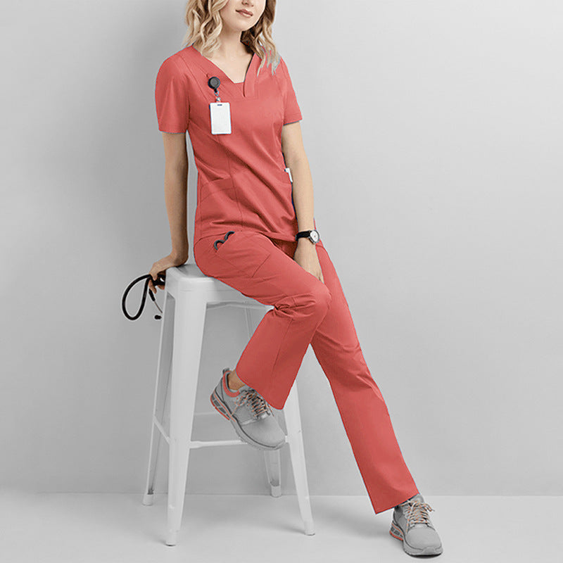 Polyester Women Scrubs Set Shirt+Pant