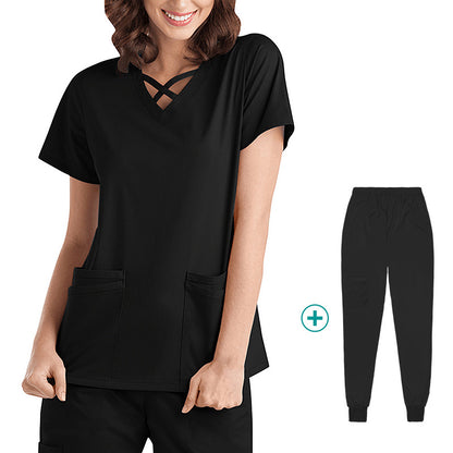 Stretchy, Quick-drying Medical and Nursing Scrubs Set Work Uniform