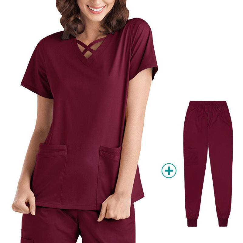 Stretchy, Quick-drying Medical and Nursing Scrubs Set Work Uniform