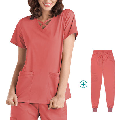 Stretchy, Quick-drying Medical and Nursing Scrubs Set Work Uniform